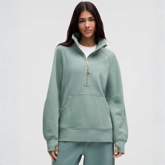 lululemon athletica Tops - Lululemon Scuba Oversized Funnel-Neck Half Zip Long Crater Blue/Gold W3ICYS XS/S